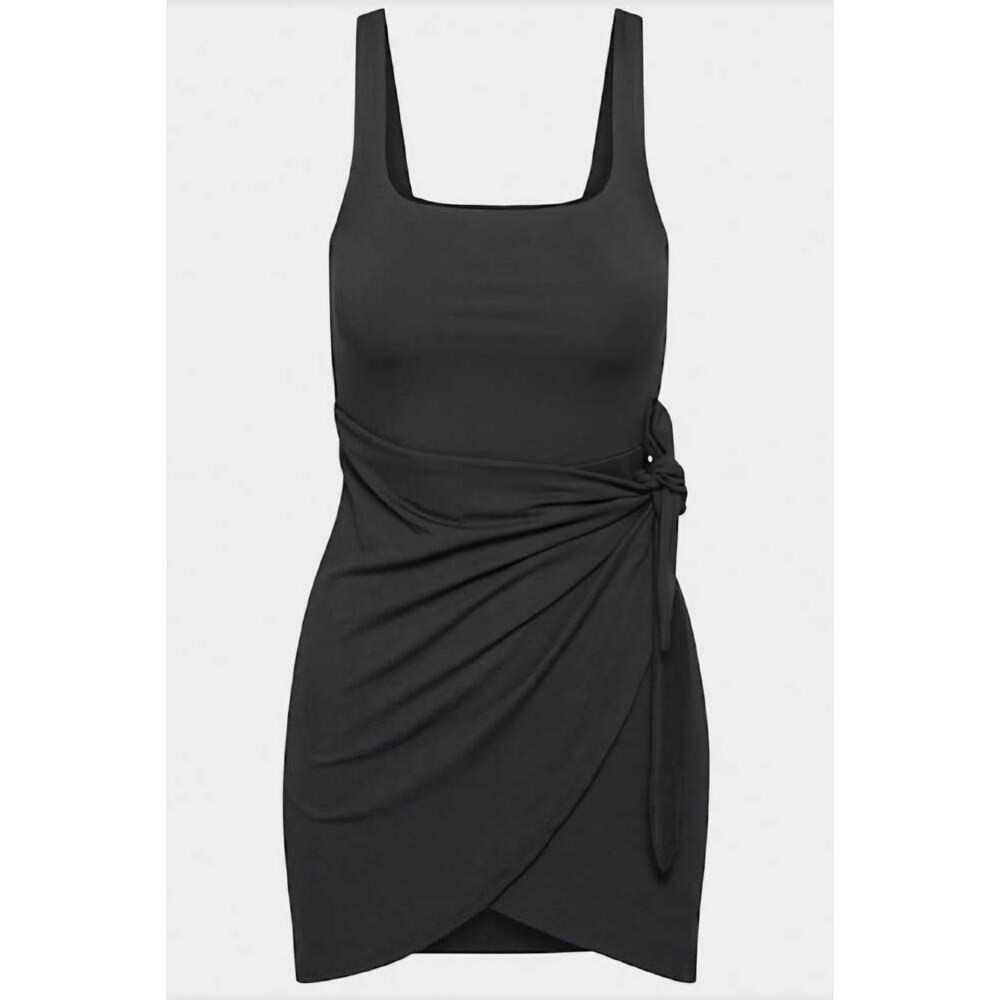 Wilfred Saturn Black Sleeveless Faux Wrap Mini Dress Women's Plus 2XL Stretch